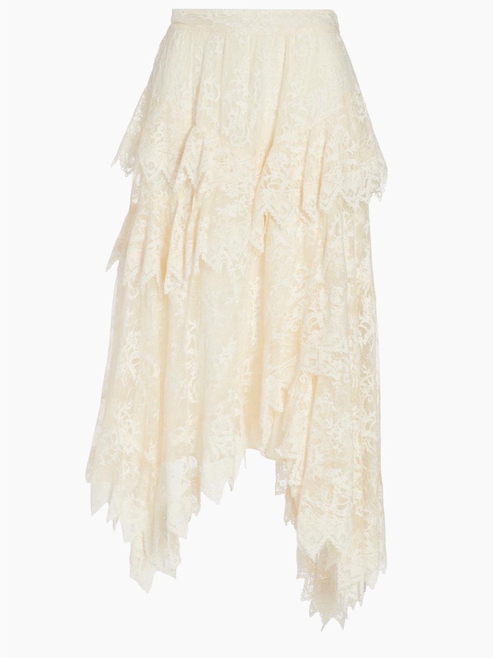 Zimmermann Lace Asymmetrical Midi Skirt Boho Festival XS Ivory